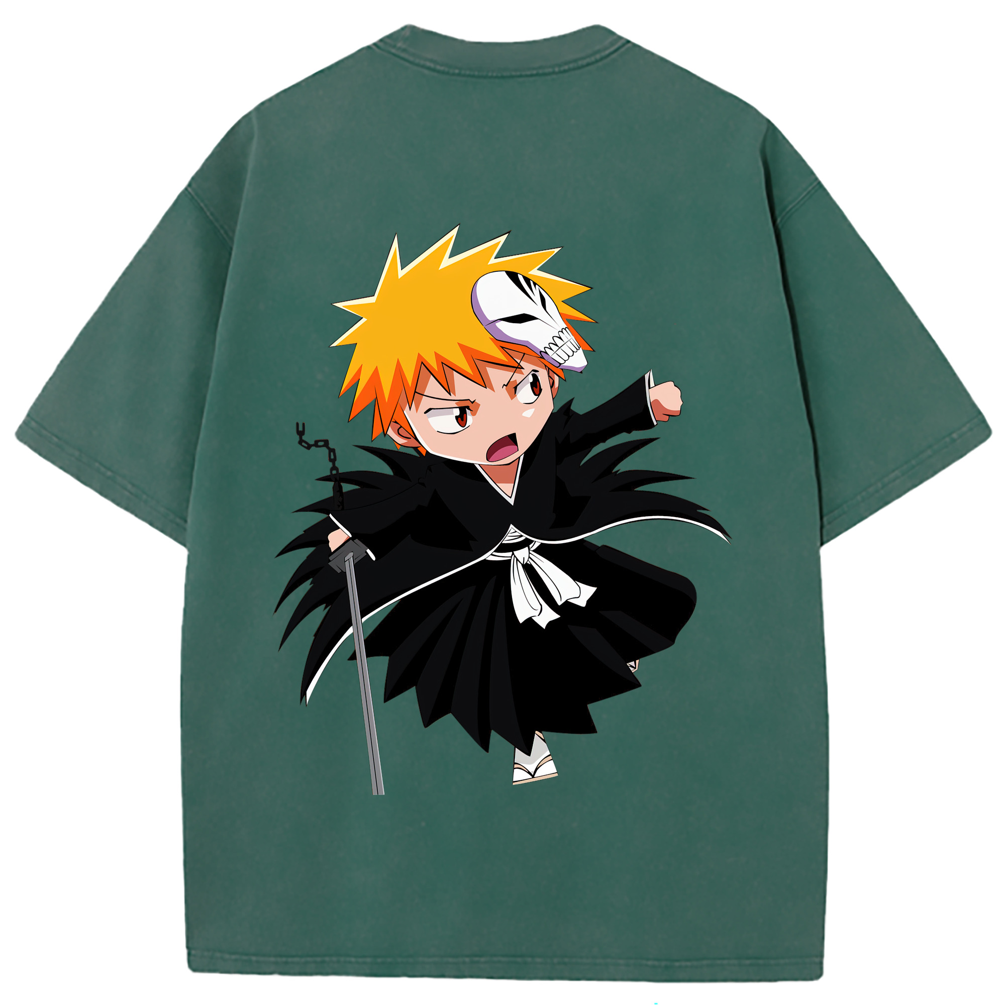 （画像用） ブリーチ 黒崎一護（くろさき いちご）BLEACH Kurosaki Ichigo 綿100% ヴィンテージ風 半袖Tシャツ（背面プリント）